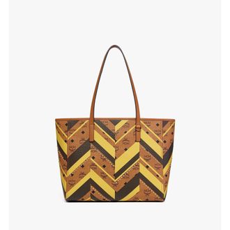 MCM Studded Toni Top-Zip Shopper in Mega Herringbone Visetos