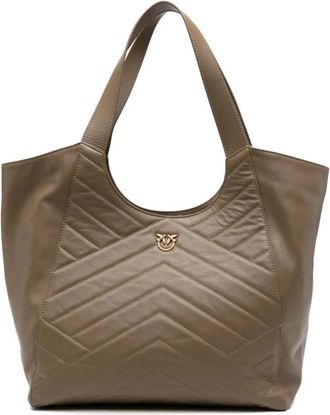 Pinko Casual Bruin Katoenen Tote Tas - Dames - Shoppers - Bruin - ONE Size - Katoen - Tassen