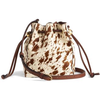 Madewell The Mini Genuine Calf Hair Crossbody Bucket Bag in Soft Mahogany Multi at Nordstrom Rack