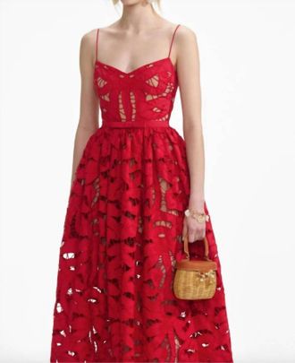 Self Portrait Bow Embroidered Midi Dress