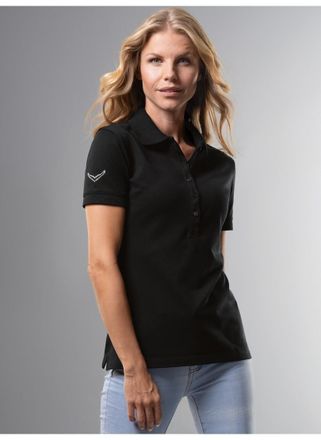 Trigema Poloshirt TRIGEMA TRIGEMA Poloshirt mit Kristallsteinen, Damen, Gr. XXL, schwarz, 94% Baumwolle, 6% Elastan, Basic, Shirts Poloshirt