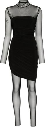 Norma Kamali Mesh-Panelled Draped Mini Dress - Womens - Polyester/Elastane