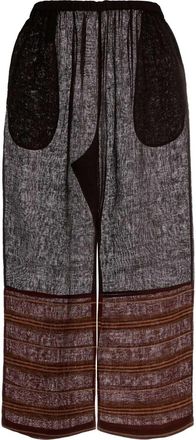 Tory Burch Womens Brown Linen Wide-Leg Pant 200 Pantaloni Trousers