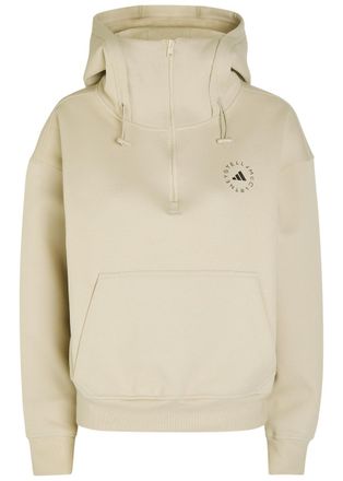 Stella McCartney Adidas X Stella Mccartney Hooded Half-zip Cotton-blend Sweatshirt - Beige - S (UK8-10 / S)