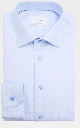 Eton Mens Contemporary-Fit Organic Cotton Check Dress Shirt