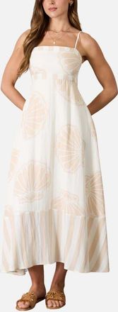 Blu Pepper Shell Print Midi Sundress in Light Taupe at Nordstrom, Size Medium