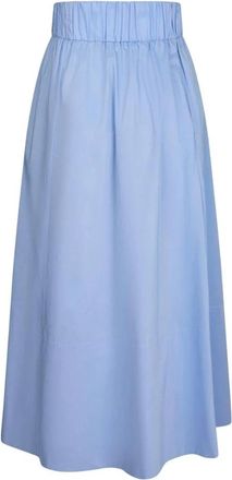 Neo Noir Sky Blue Poplin A-lijn Rok - Dames - Midirokken - Blauw - XL - Katoen - Rokken