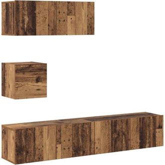 vidaXL Vidaxl - Conjunto De Mueble De Tv 4 Piezas Montado La Pared Madera Vieja