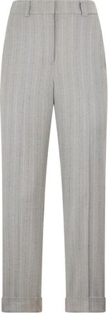 PESERICO Elegante Pinstripe Broek - Dames - Vrijetijds broeken - Grijs - XS - Leer - Broeken