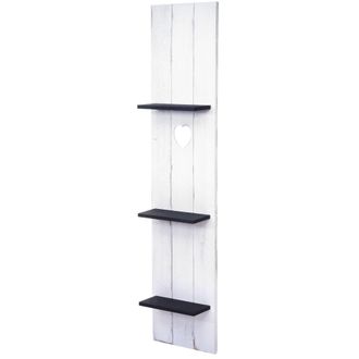 Hhg Estanter&iacute;a De Pared Hhg 941, Panel De Pared Estante De Madera, 3 Niveles 150x33x13cm Madera Maciza Vintage, Blanco/gris Oscuro Shabby