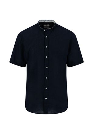 Fynch-Hatton Leinenhemd FYNCH-HATTON, Herren, Gr. S, N-Gr, blau (navy), Web, Obermaterial: 80% Leinen, 20% Baumwolle, unifarben, gerade h&uuml;ftbedeckend, Rundhals, He
