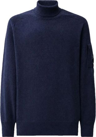 C.P. Company Lambswool Turtleneck Lens Sweater Total Eclipse-S - Heren - Coltruien - Blauw - L - Wol - Truien & Vesten