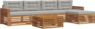 vidaXL Conjunto De Sof&aacute;s De Exterior 6 Uds. Gris Natural Y Claro Vidaxl