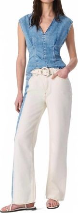 Rag & Bone Logan Mid Rise Wide-Leg Jeans In Bleach Stripe