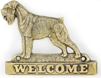 OEM Schnauzer, Schnauzer Ii - Placa De Puerta Con Un Perro, Placa De Bienvenida De Lat&oacute;n, Cartel &Uacute;nico Con La Inscripci&oacute;n Welcome De Art-dog
