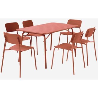 Sweeek Mesa De Jard&iacute;n Plegable De Metal Con 6 Asientos