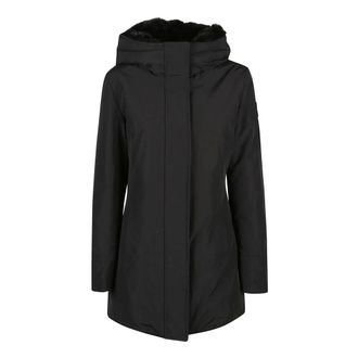 Woolrich Jassen, Dames, Zwart, L, Katoen, Boulder Faux Fur Parka