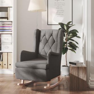 vidaXL Sill&oacute;n Con Patas Mecedoras Madera Caucho Terciopelo Gris Oscuro Vidaxl