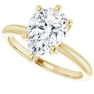 Pompeii3 3Ct Pear Moissanite Solitaire Engagement Ring 14k White Yellow or Rose Gold