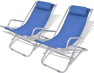 vidaXL Vidaxl - Reclining Deck Chairs 2 pcs Steel Blue