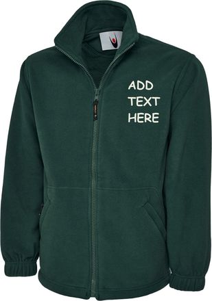 Generic Personalised Embroidered Custom Olympic full zip fleece text logo or text Winter Workwear Unisex Jacket (3XL, BOTTLEGREEN)