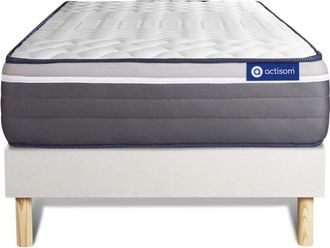 Actisom Somier blanco + Colchón con muelles y viscoelástica 120 x 190