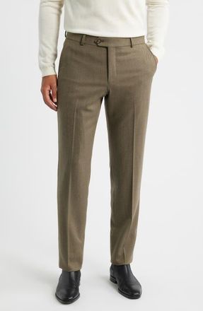 Berle Covert Worsted Stretch Wool Dress Pants in Tan at Nordstrom, Size 34