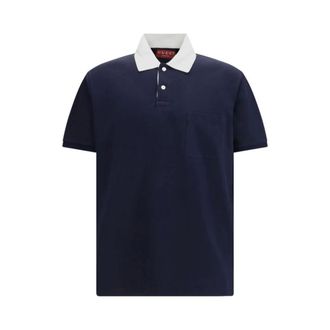 Gucci Tops, Heren, Blauw, S, Katoen, Polo Shirt van Katoen met Klassiek Design