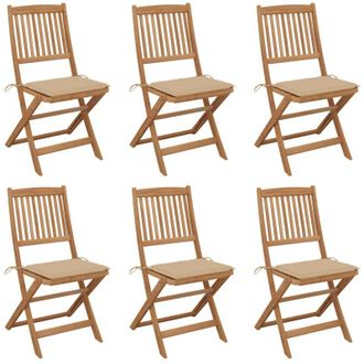 vidaXL Vidaxl - Sillas De Jard&iacute;n Plegables 6 Uds Y Cojines Madera Maciza Acacia