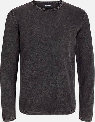 Jack & Jones Mens Jack & Jones JJELEO Knit crew neck CAVIAR - Grey - Size: 36