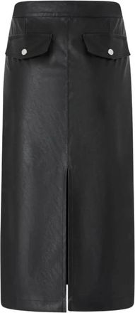 Pinko Gerbera Spalmato Effetto Rok - Dames - Leren & Su&egrave;de rokken - Zwart - L - Leer - Rokken