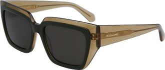 Ferragamo Stijlvolle Zonnebril - Dames - Zonnebrillen - Groen - 55 MM - Accessoires
