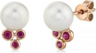 Allurez Ruby & Cultured Pearl Stud Earrings 14K Rose Gold (0.18ct)