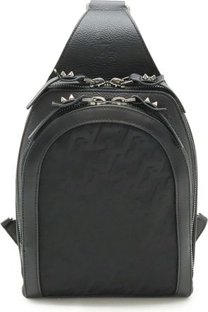 Christian Louboutin Black Red Color Nylon Leather Sling Bag (Pre-Owned)