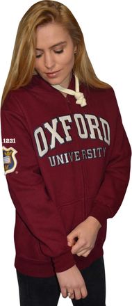 Oxford University Licensed Zipped Unisex Hooded Sweatshirt Maroon (XS)