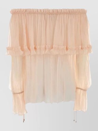 Chlo&eacute; crepe blouse off shoulder sheer ruffles