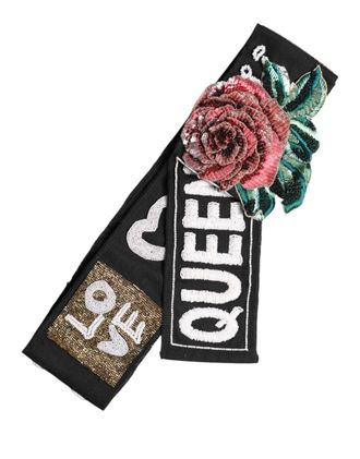 Dolce & Gabbana Black Stretch Multicolor Embellished Waist Womens Belt