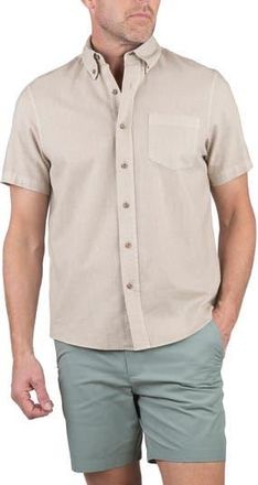 Tailor Vintage Short Sleeve Linen Button-Down Shirt in Summer Khaki at Nordstrom Rack, Size Xx-Large