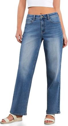 HINT OF BLU Cuffed Mid Rise Boyfriend Jeans in Ace Blue at Nordstrom, Size 26