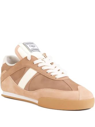 Chlo&eacute; Kick logo-patch sneakers - women - Suede/Polyester/Rubber - 41 - Neutrals
