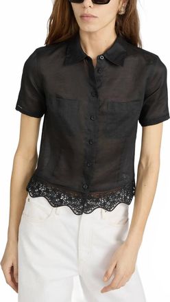 Frame Denim Embroidered Seaside Shirt In Black