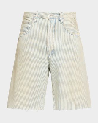 Purple Men & apos;s Hickory Pinstripe Denim Shorts