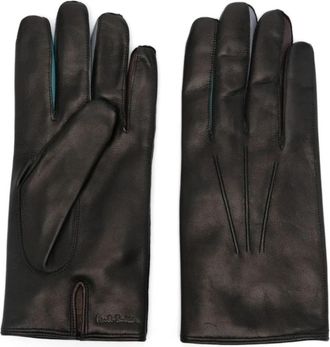 Paul Smith Zwarte Lammy Leren Handschoenen Volledige Vinger Design - Heren - Handschoenen - Zwart - L - Wol - Accessoires