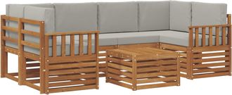 vidaXL Conjunto De Sof&aacute;s De Exterior 7 Uds. Natural Y Gris Claro Vidaxl