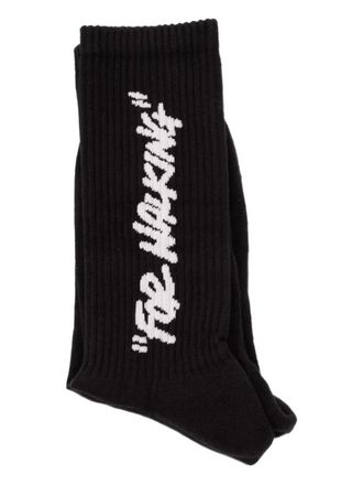 Off-white logo-embroidered socks - Black