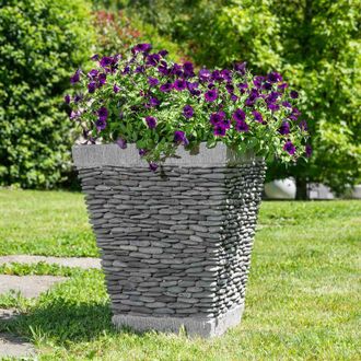 Wanda Collection Maceta Tiesto Jardinera Cuadrada Piedra 50 Cm Jard&iacute;&shy;n Exterior Zen