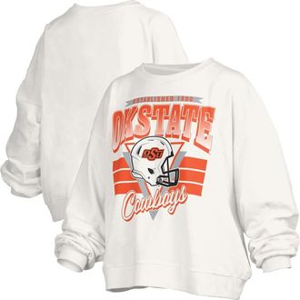Pressbox Womens Pressbox White Oklahoma State Cowboys Oversized Janice Retro Waist-Length Pullover Sweatshirt at Nordstrom, Size Xx-Large