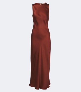 Asceno Vestido midi Valencia de sat&eacute;n de seda