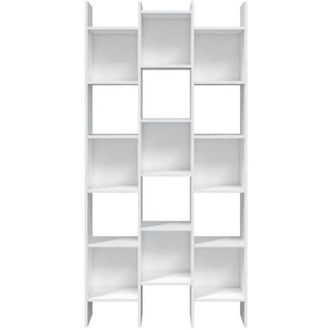 HOGAR 24 Hogar24 - Libreria Moderna Scaffale da Soggiorno Camera in Legno mdf Bianco 96x192x25cm