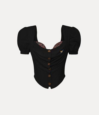 Vivienne Westwood Short Sleeve Bea Corset Cardigan Mako Cotton Black 38 Women